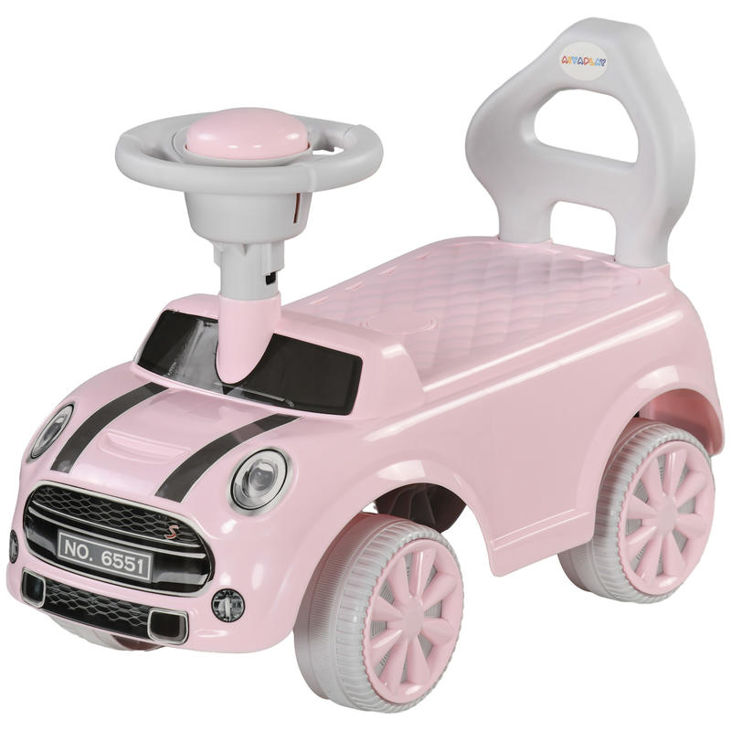Glijauto voor Kinderen, Kantelbescherming, Hoorn, Antislip Zitje, voor 1.5-3 Jaar, Tot 25 kg, Roze