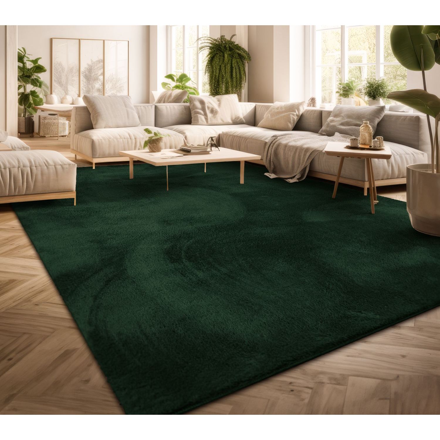 Living Room Short Pile Plain Modern Design Washable, Non Slip Stain Resistant Polyester Cloth