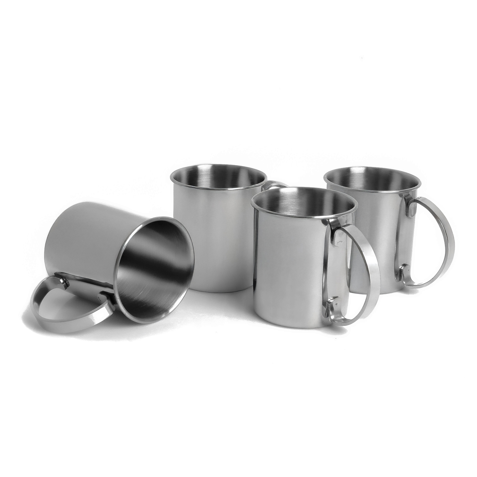 Image of Real Work 4pcs Mule Glass Set, Break-resistant Stainless Steel Glasses, Set, Glasses Perfect For Gin, Vodka, Beer And Cold Drinks, Gift Set, Silvery Edition, 1000 Ml