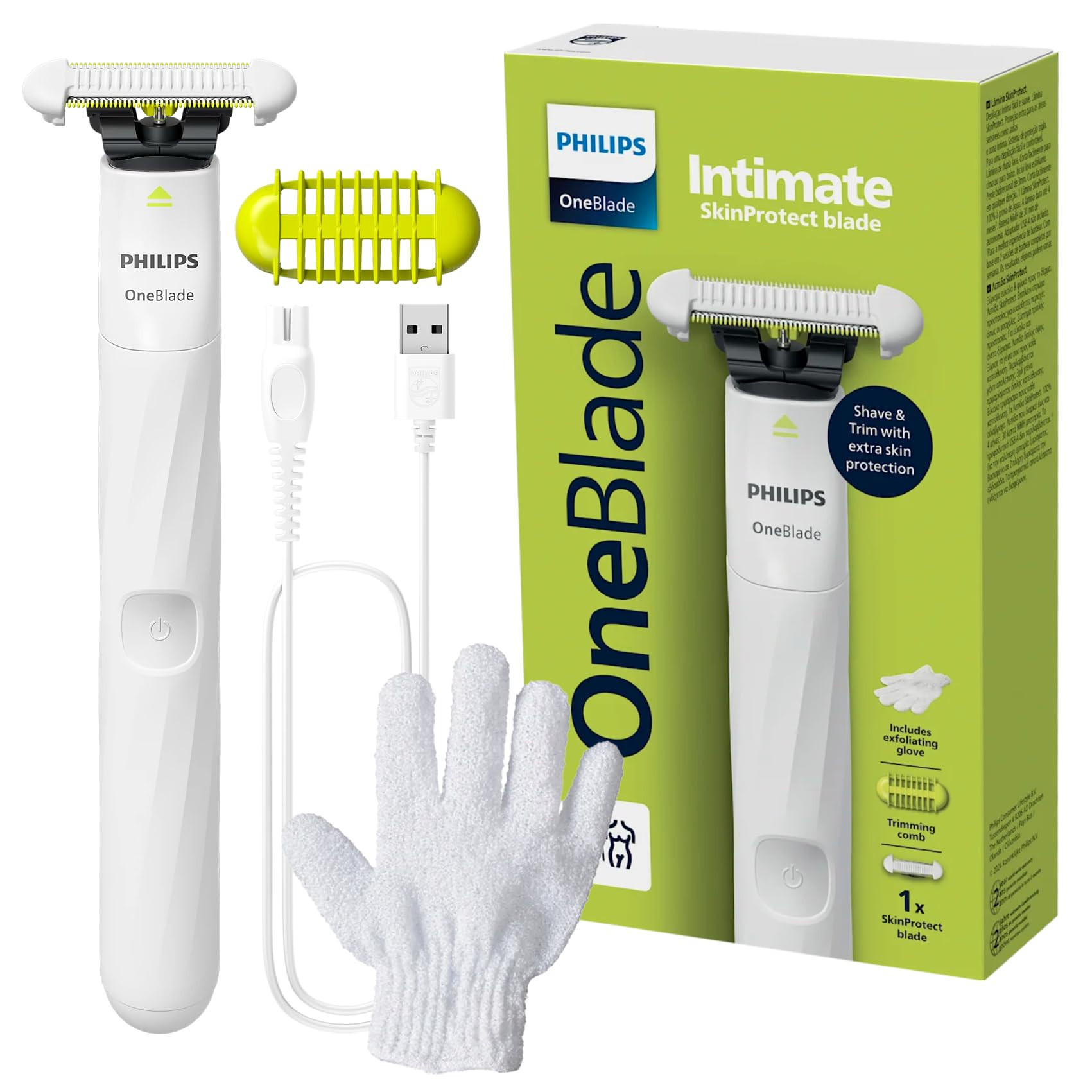 TEMU PHILIPS , RASOIR AVEC LAME DE PROTECTION POUR , ÉTANCHE, RECHARGEABLE, BLANC QP1924/24