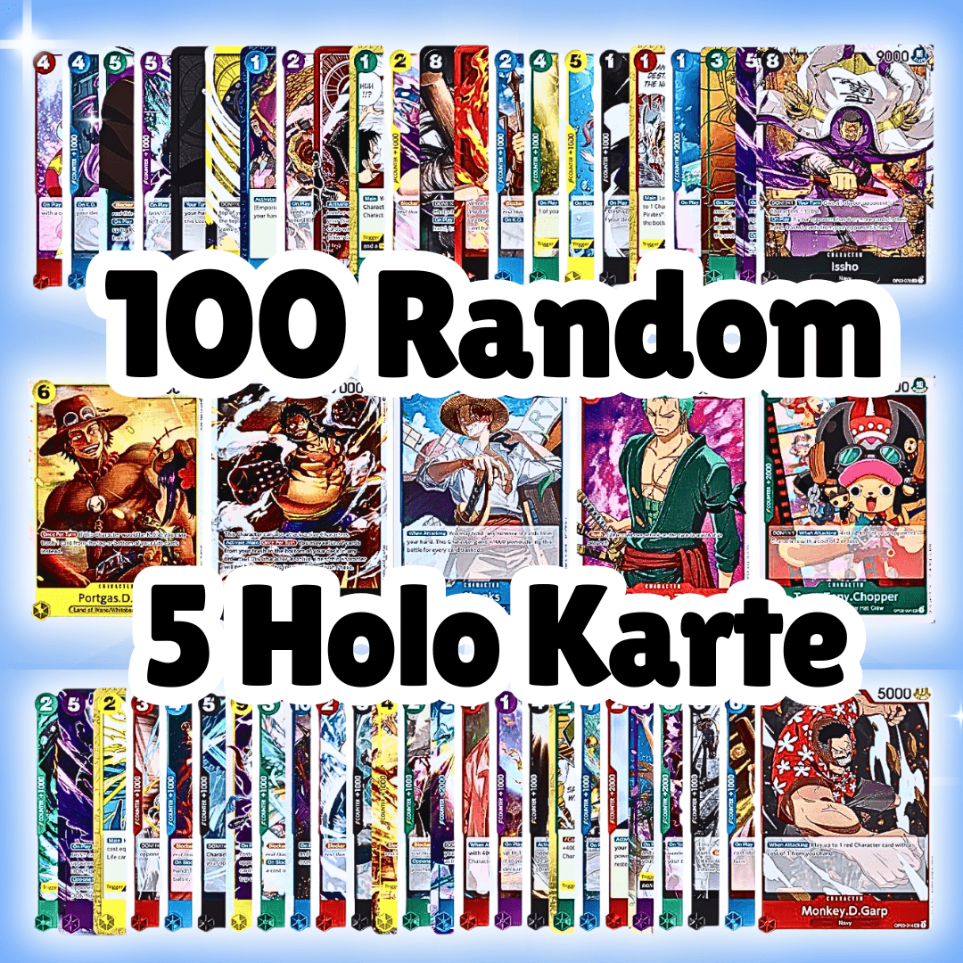 E-shop 100 One Piece Sammelkarten + 5 Holographische Karten | Englisch | TCG Karten Bundle