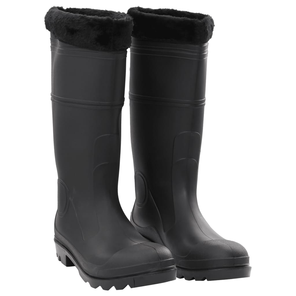 TEMU Rain Boots With Detachable Socks, Black, Size 46, Waterproof, Comfortable, Men's Boots, Winter Footwear, Outdoor Boots