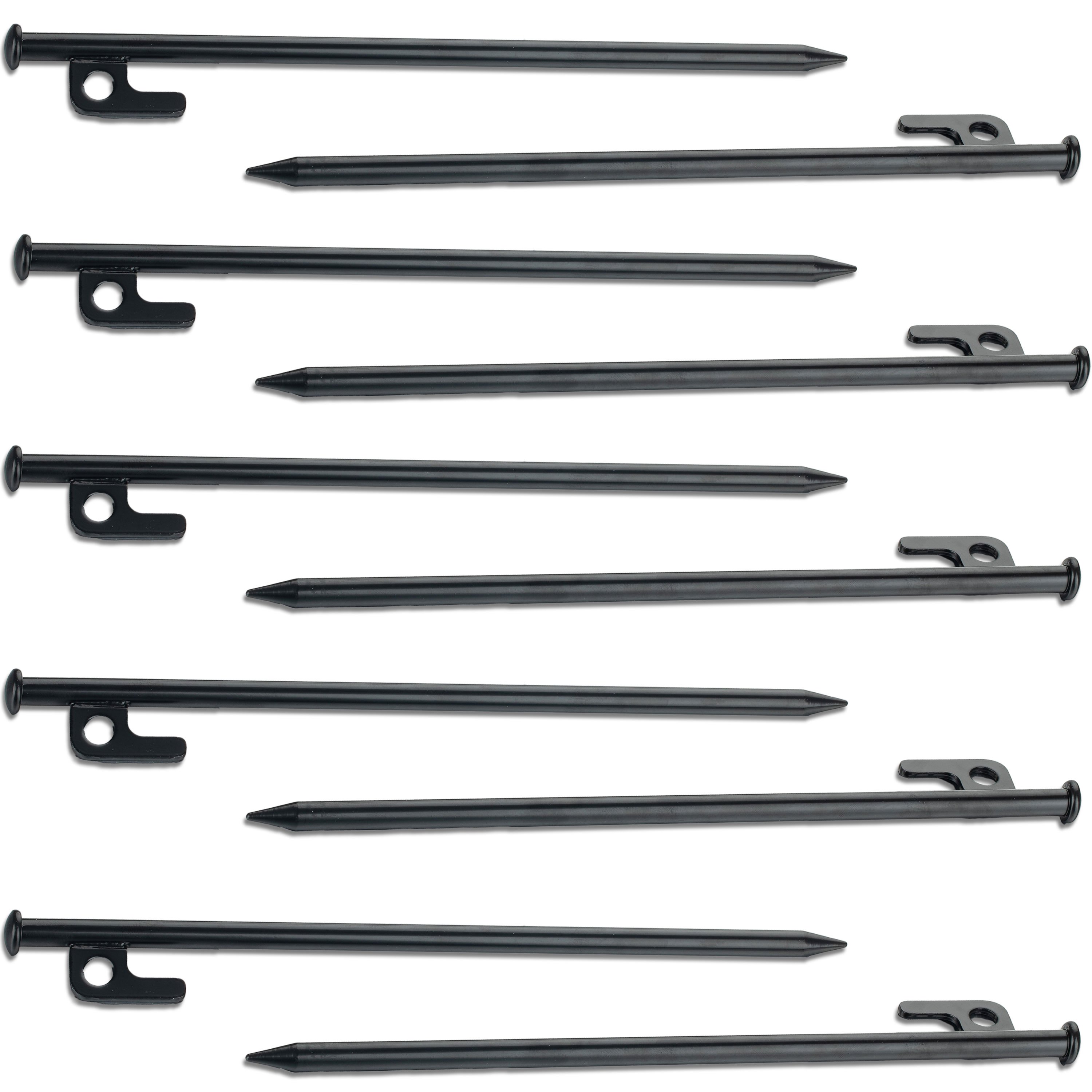 E-shop 10 Stück Stahl Felsnagel 30 cm - rundes Profil Ø10mm - Schwarz Hering Zelthering harter Boden Zeltnagel Zeltpflock Erdspieß Camping Zubehör