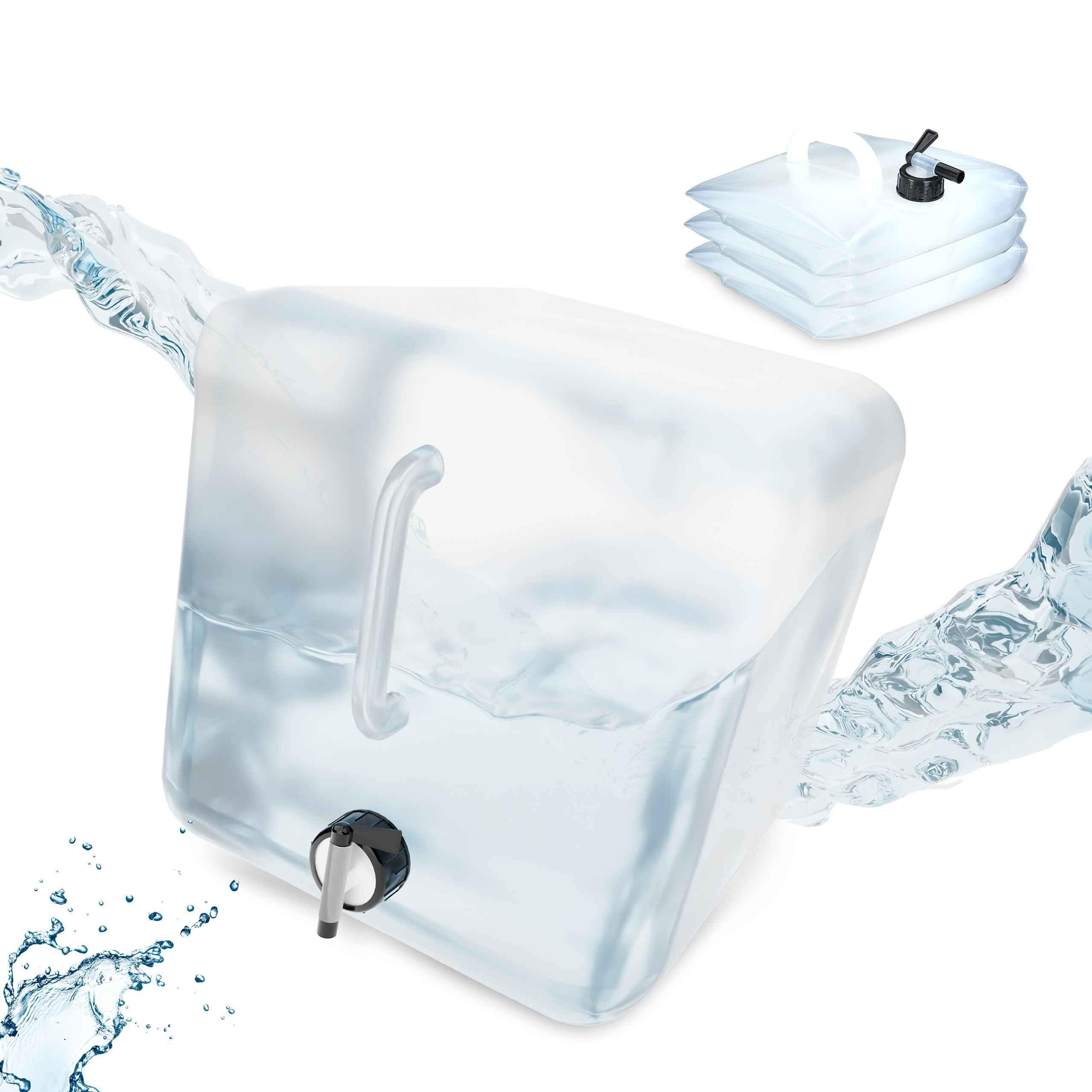 4 X Water Canisters In Transparent/black - 20 Liter