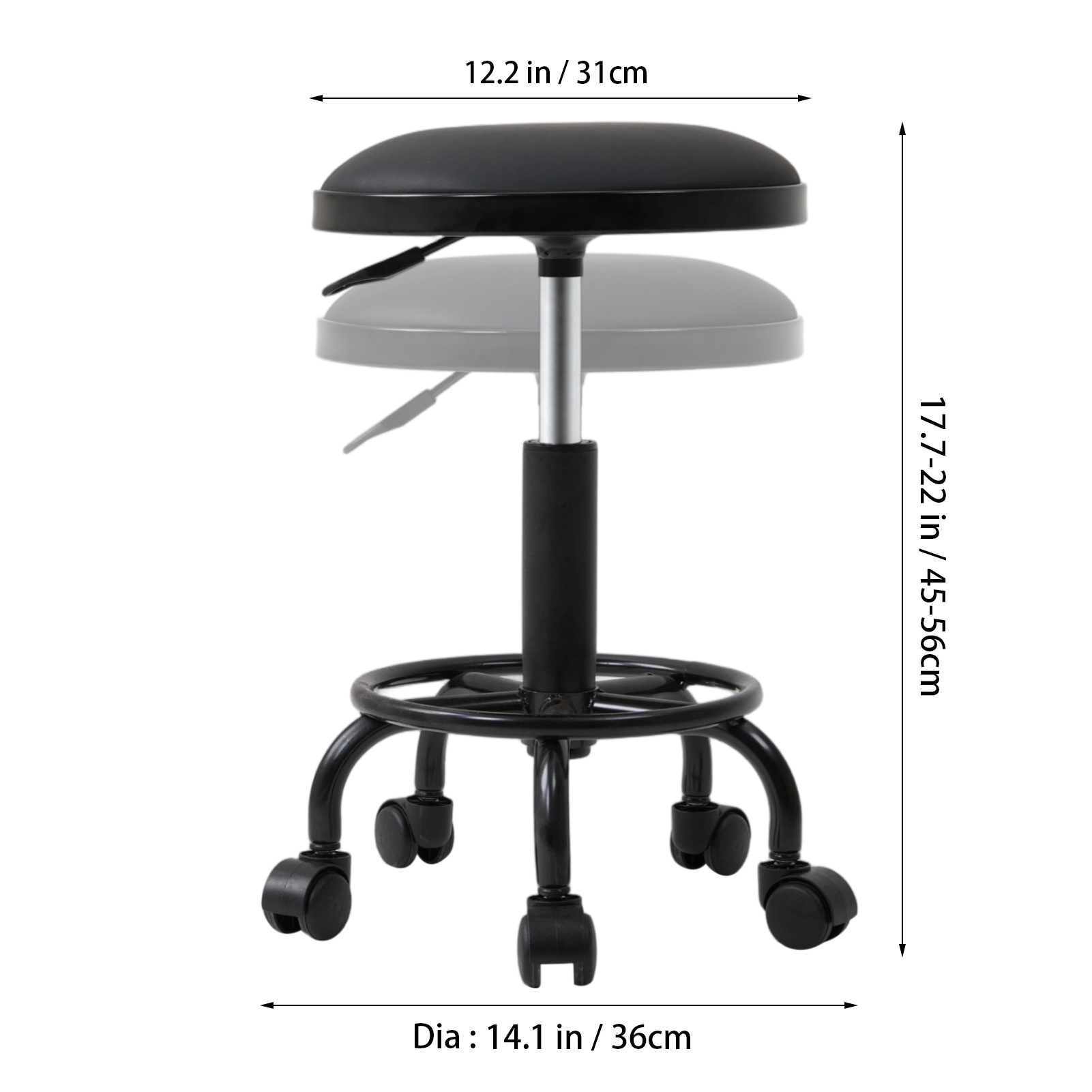 Height Adjustable Swivel Makeup Stool on Wheels