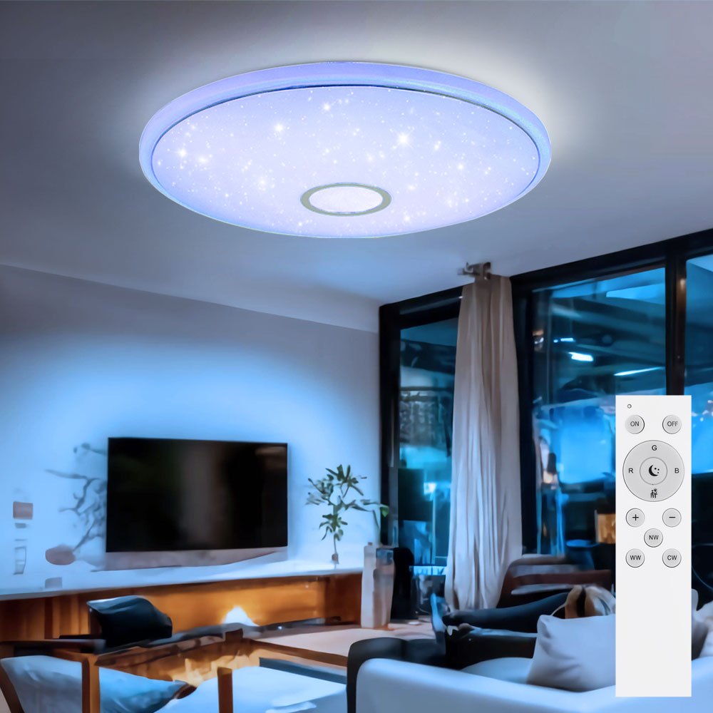 Image of Ceiling Lamp Living Room Light, App And Voice Control, Cct Timer, Rgb Color Changer, Led 30w 2400lm Warm White-cold White, Dxh50x6.5cm