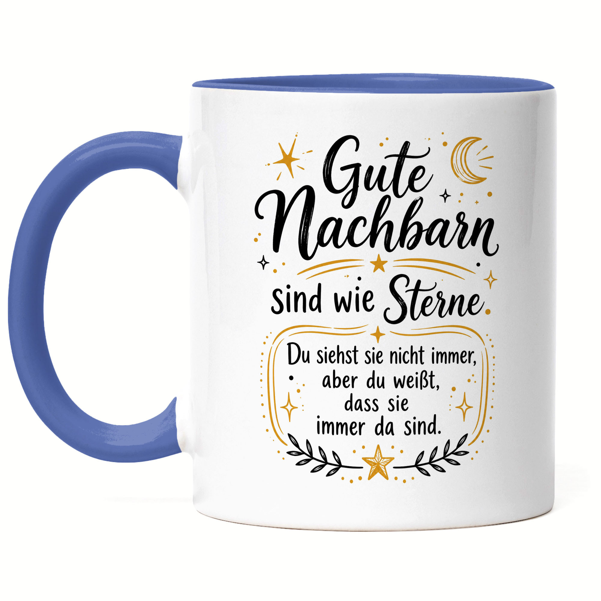 Neighbor Gift Mug - Best Neighbors Quote " Are Like Stars" - Gift Idea For Housewarming, Birthday, Christmas - Coffee Mug With Heart Handle