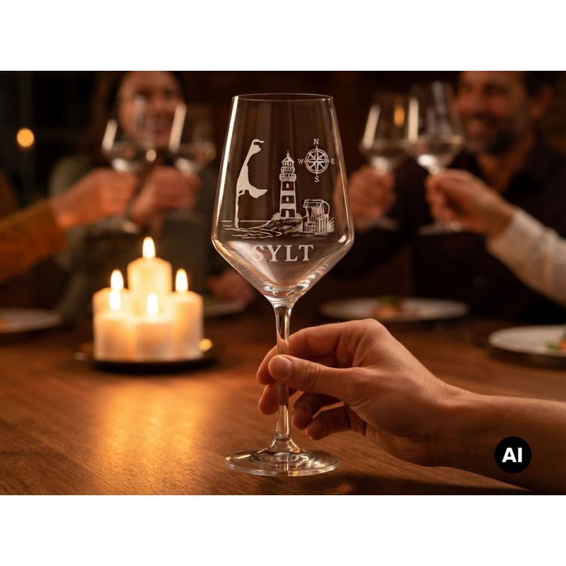 Image of Wine Glass With Engraving Island Sylt 350ml - Gift For Wine Lovers And Connoisseurs, Dishwasher Safe From Exoda