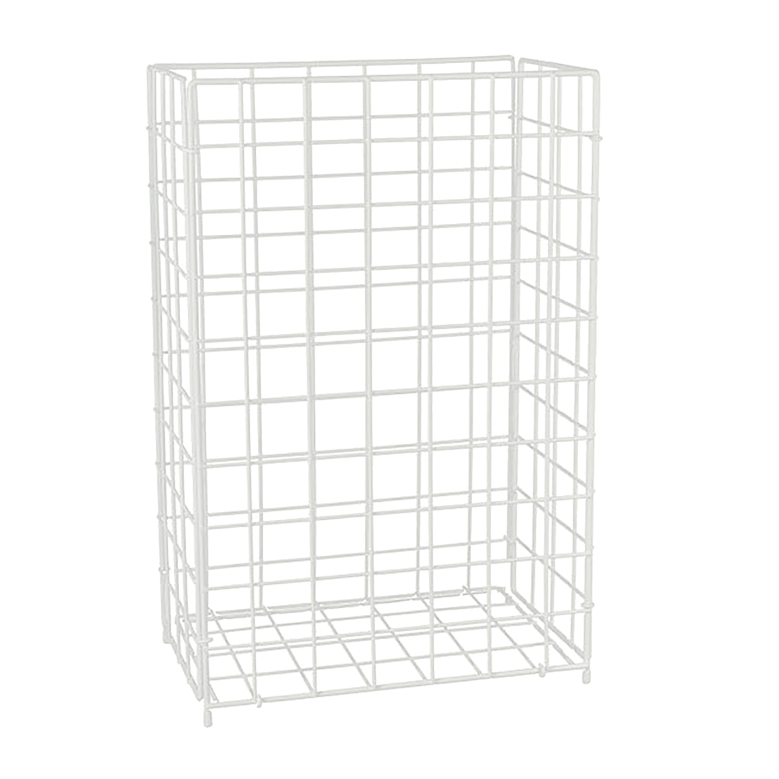 Image of Open Paper Basket, 25l, Iron, White, 35.5 X 28.5 X 19 Cm, Grid Design, For Office, Study, And Bathroom, Paper Waste Bin, Trash Can, Waste Basket, Relaxdays
