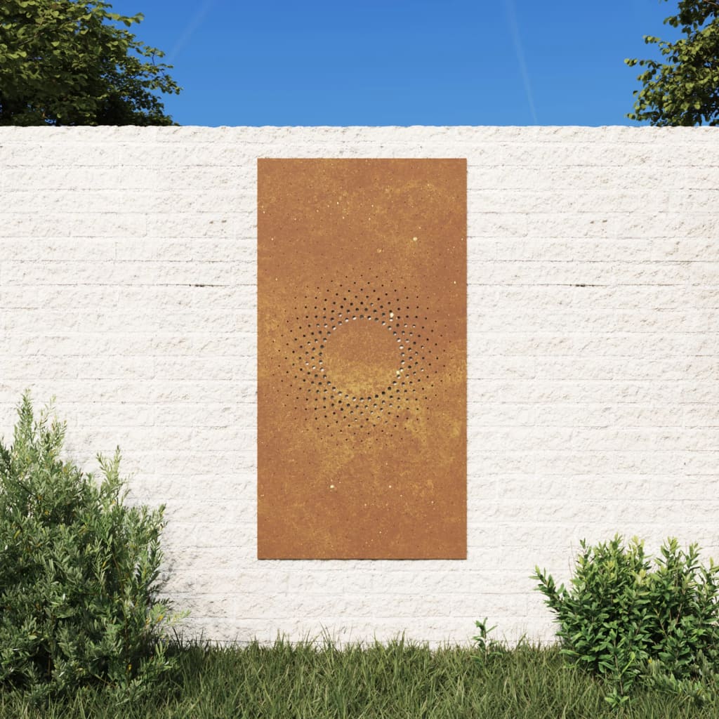 Image of Vidaxl Garden Wall Decor, Sun-design Garden Decoration, Weatherproof Wall Art, Corten Steel Wall Decoration