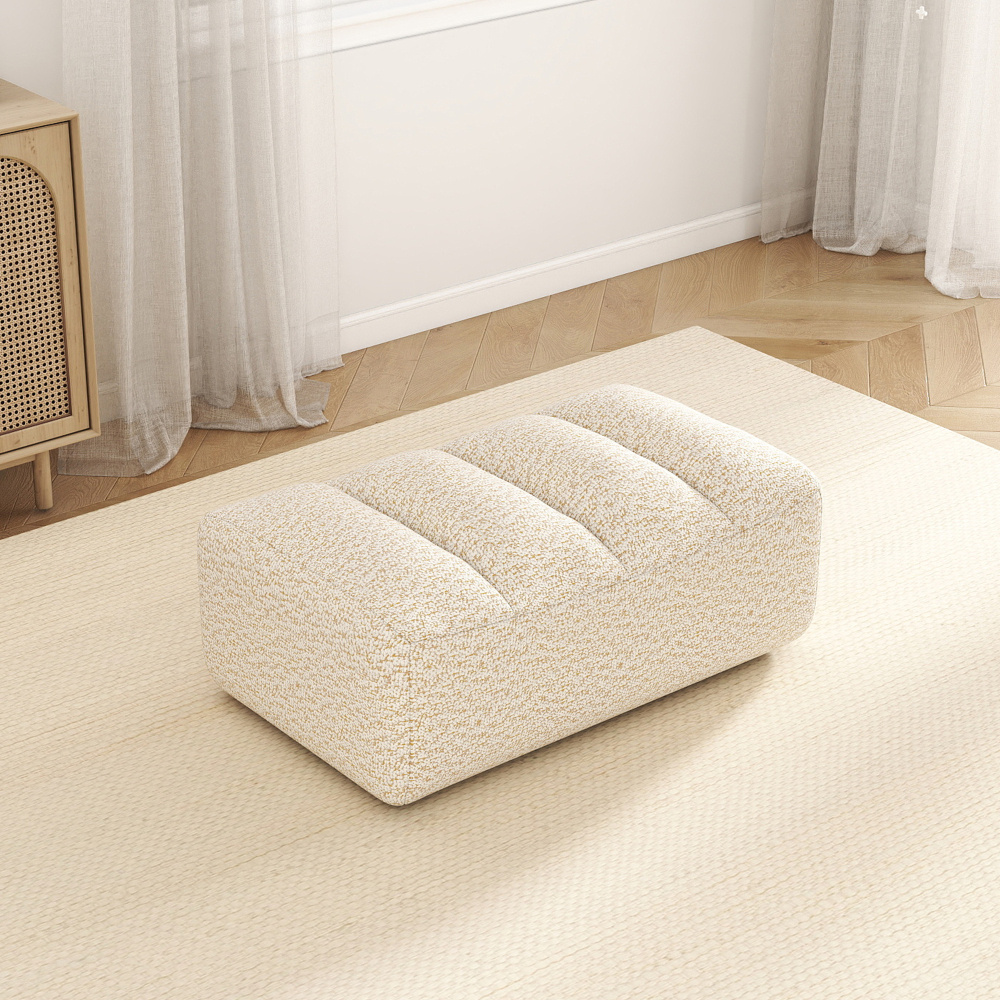 Living Room Sofa With Ottoman, Granulated Fleece, 32d Cushioning - Wide Seating Area, , After
