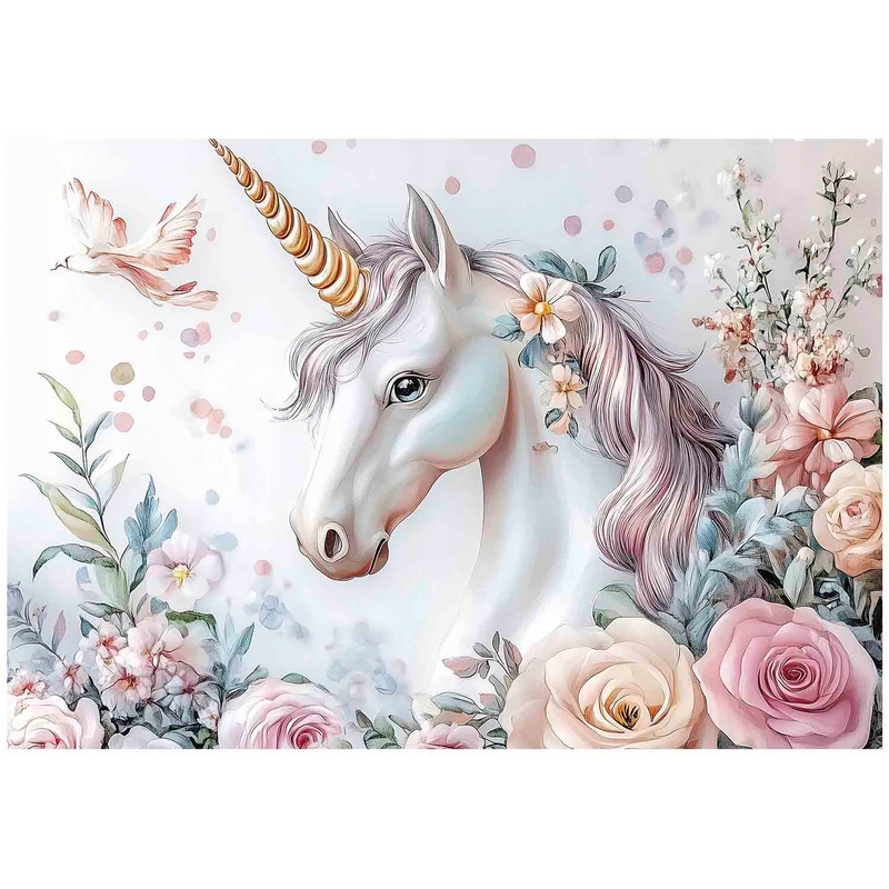 Image of Unicorn Pink Wallpaper For Girls, Fliseline Kids' Wallpaper, Wall Decoration 15680vx