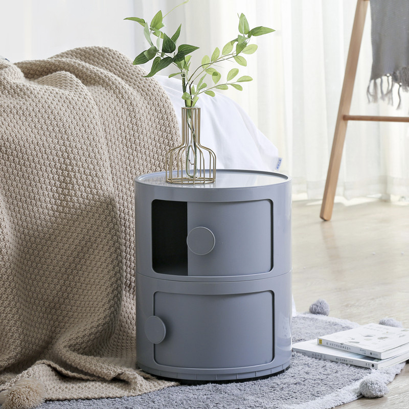 Grey Two-Layer Office Supplies Storage Cabinet