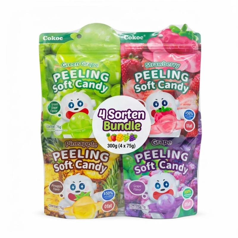 Image of 4x Cokoc Peeling Soft Candy - Random Flavors - 300g Total