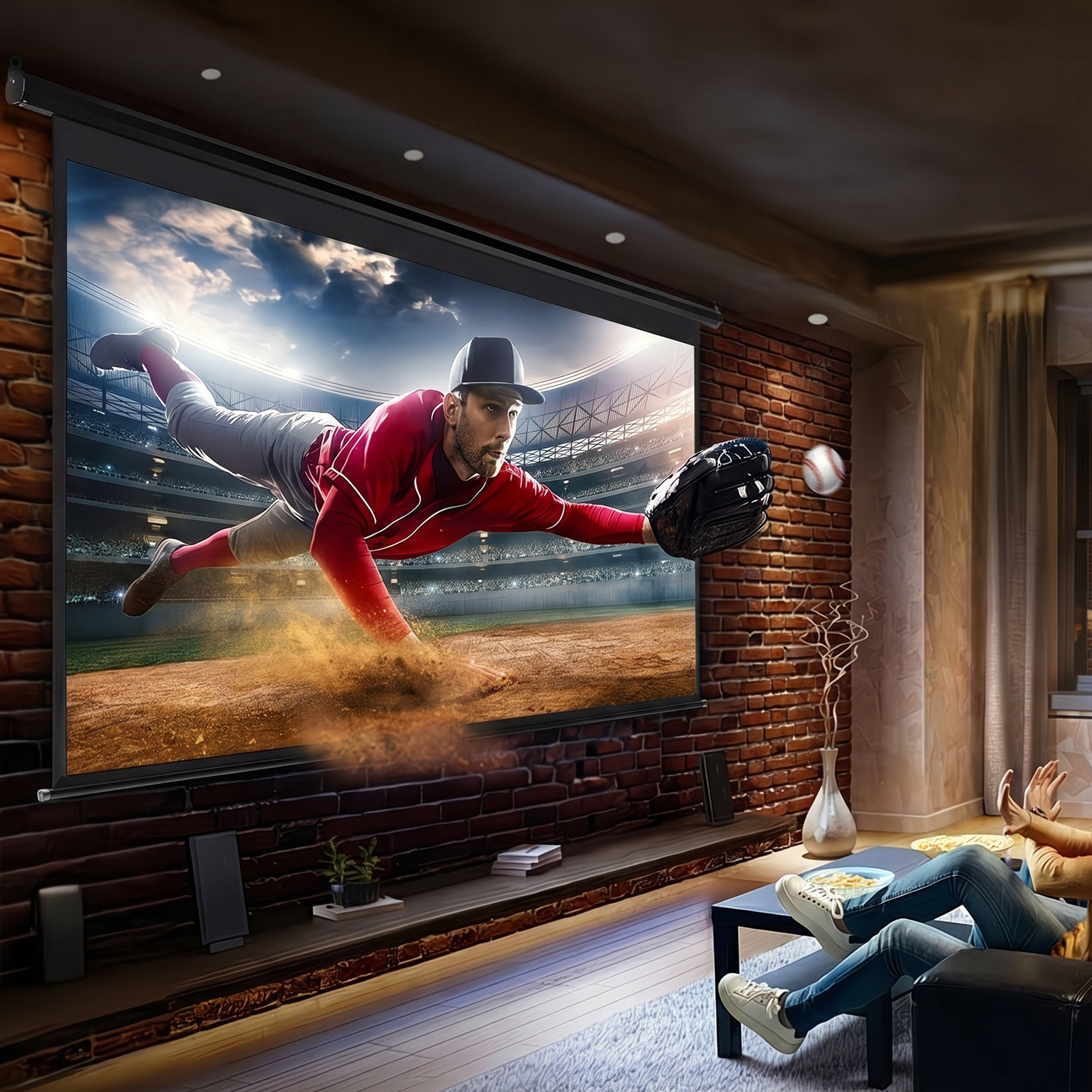 72" High-Definition Projection Screen with Matte White Surface