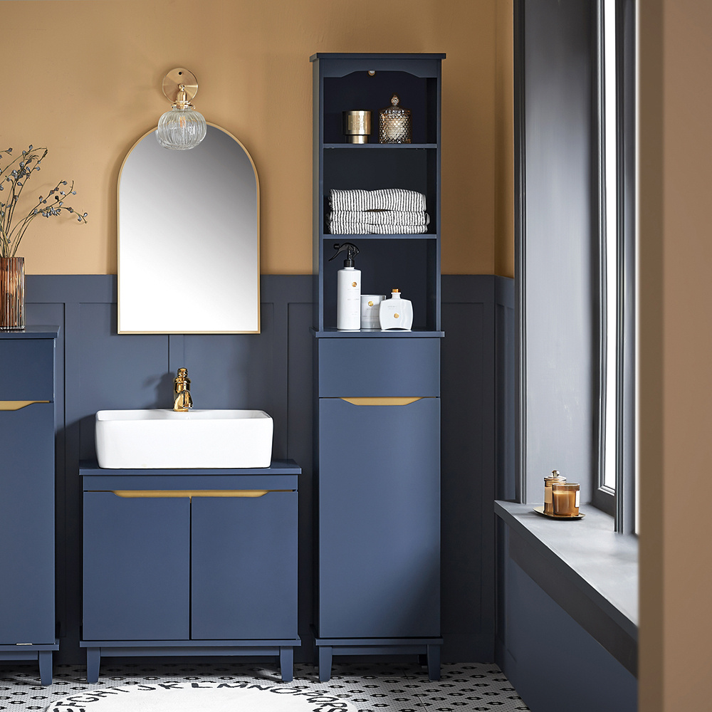 TEMU Meuble Colonne de Salle de Bain, Armoire Haute, Étagère de Rangement, Placard de Rangement, Colonne de Rangement SoBuy BZR112-B