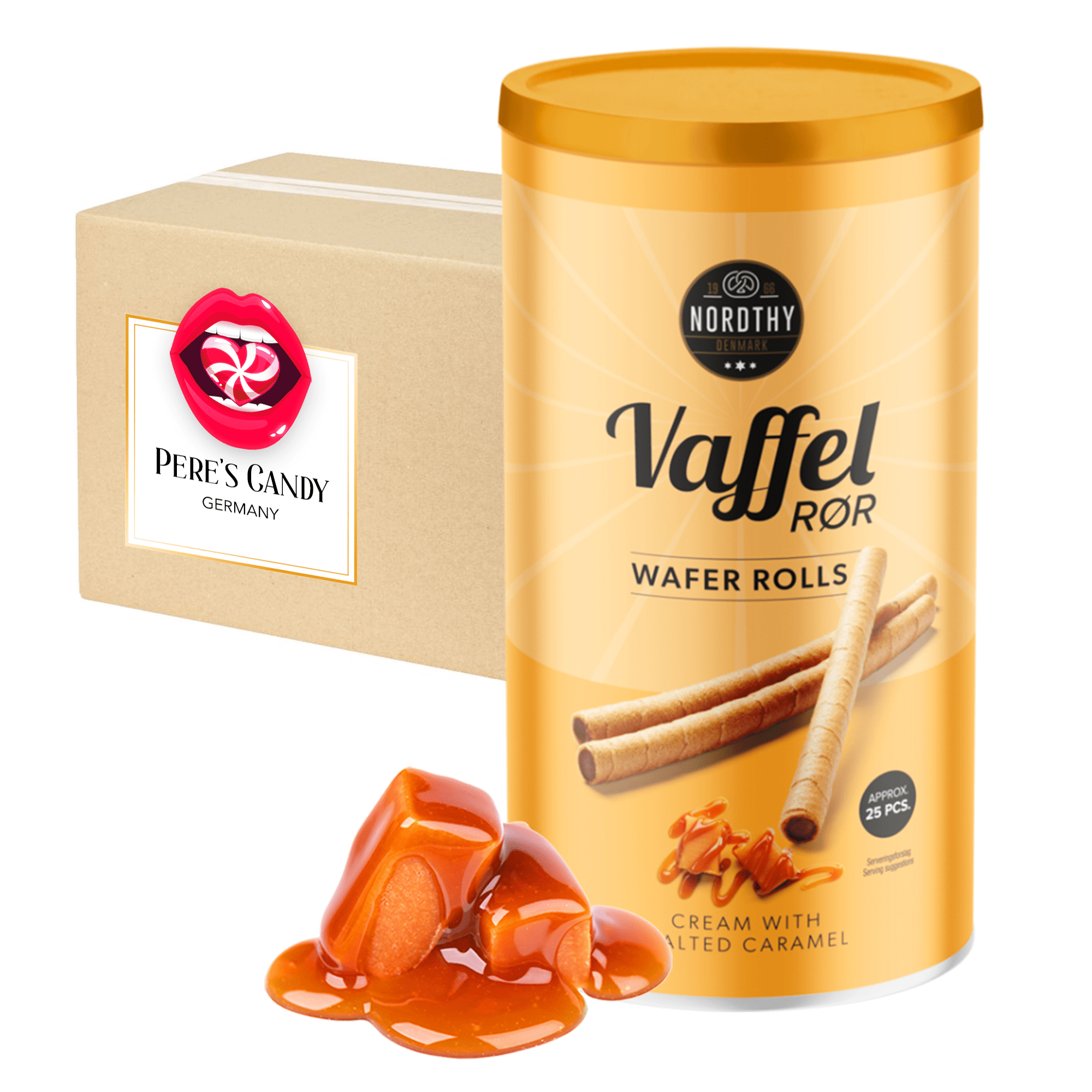 3x250g Wafer Sticks - Wafer Rolls With Salted Caramel Flavor From Denmark