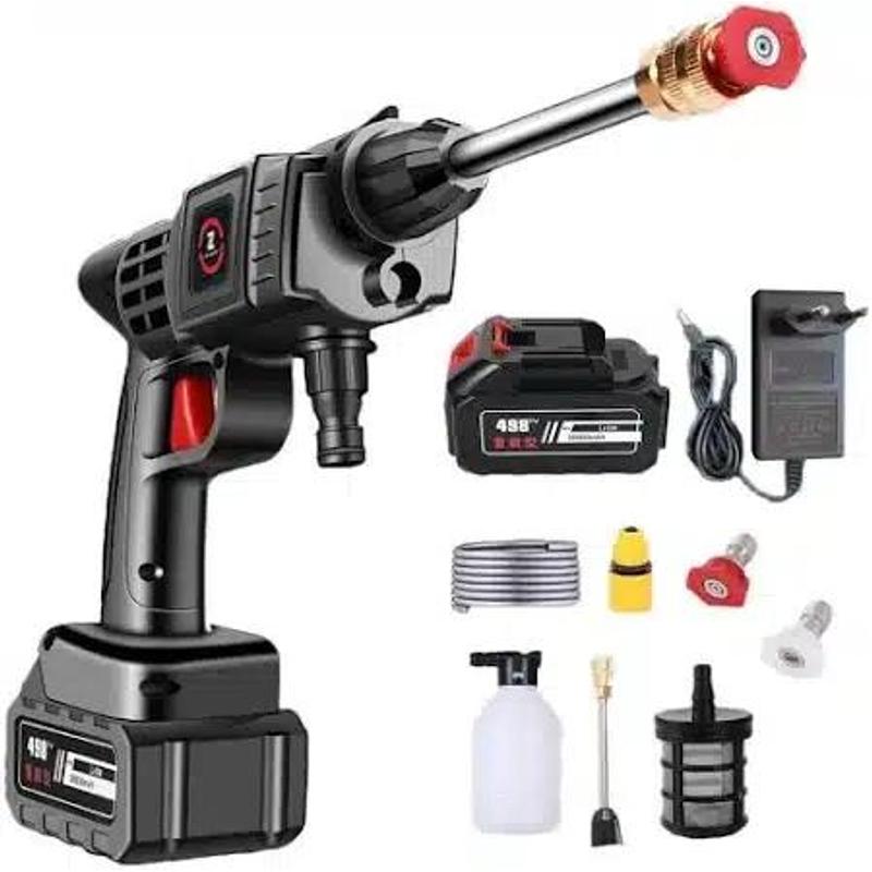 TEMU Pressure Washer 2 Batteries, Jrh®, 240l/, 25 Bar, Ergonomic Handle, Foam Container, 3 Different , Carrying Bag, Black