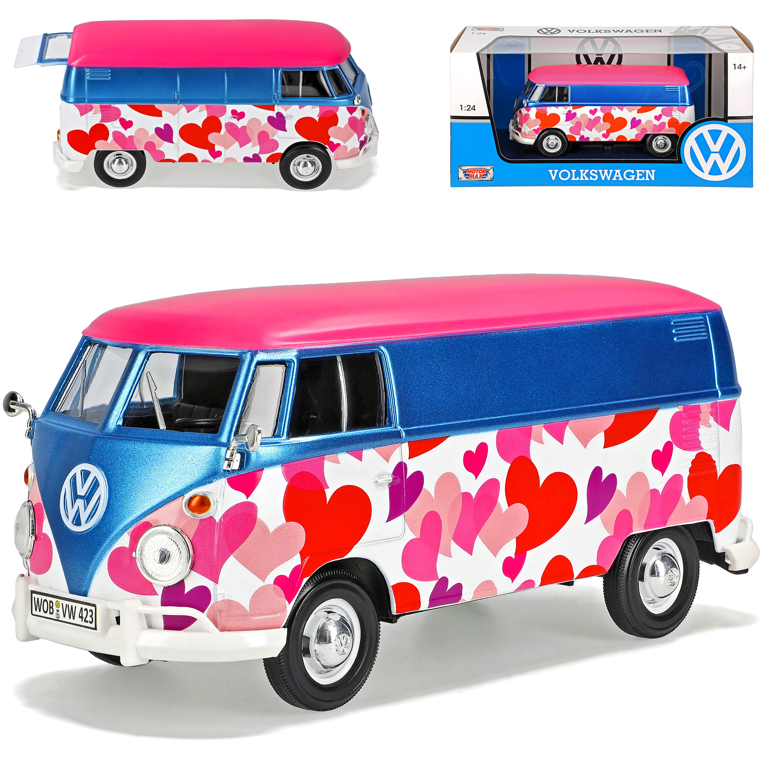Vw T1 Flower With Pink Flowers 1950-1967 1/24 Model Car