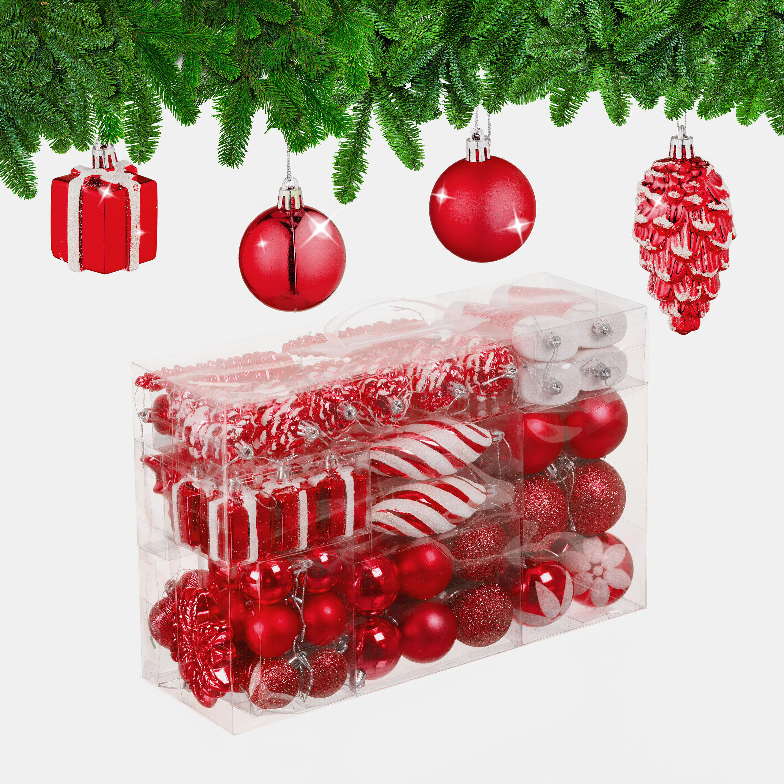 72-piece Christmas Ornaments Set In Red