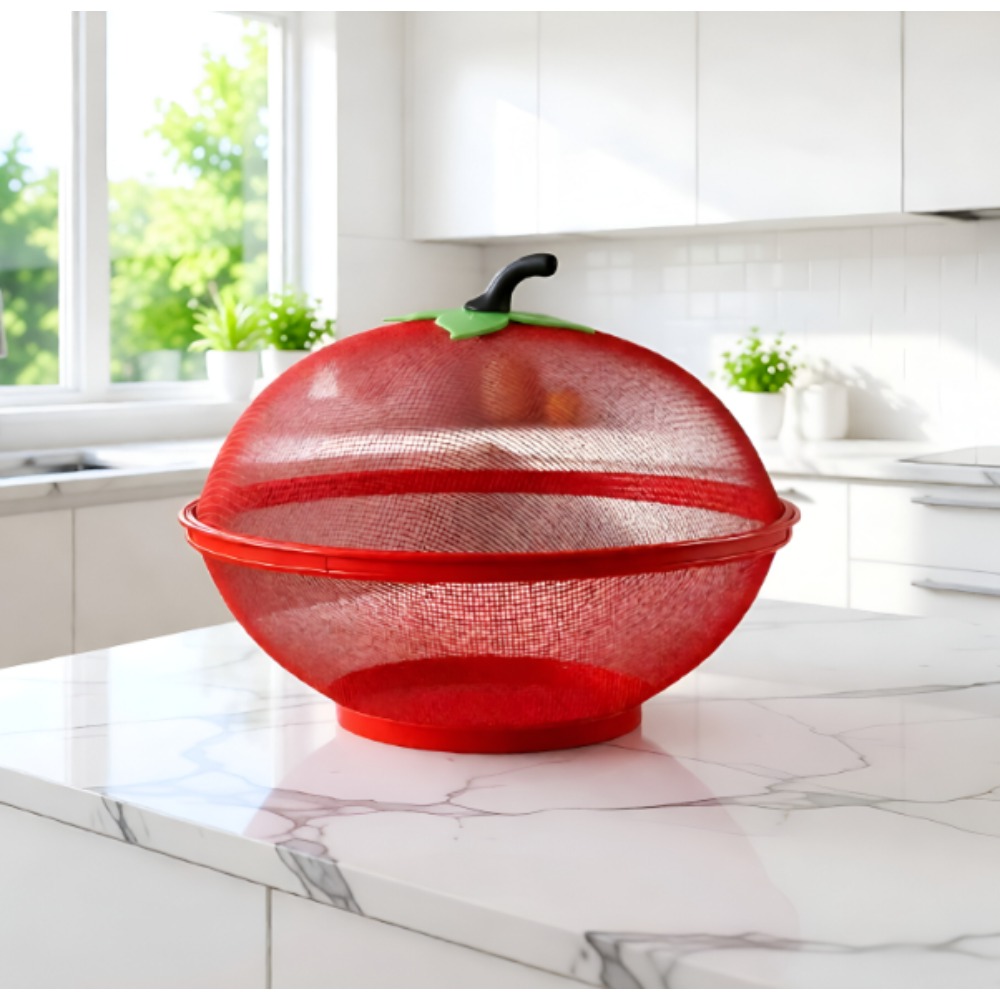   shaped covered fruit basket with mesh design desktop snack storage   isolator great for fruits vegetables and more