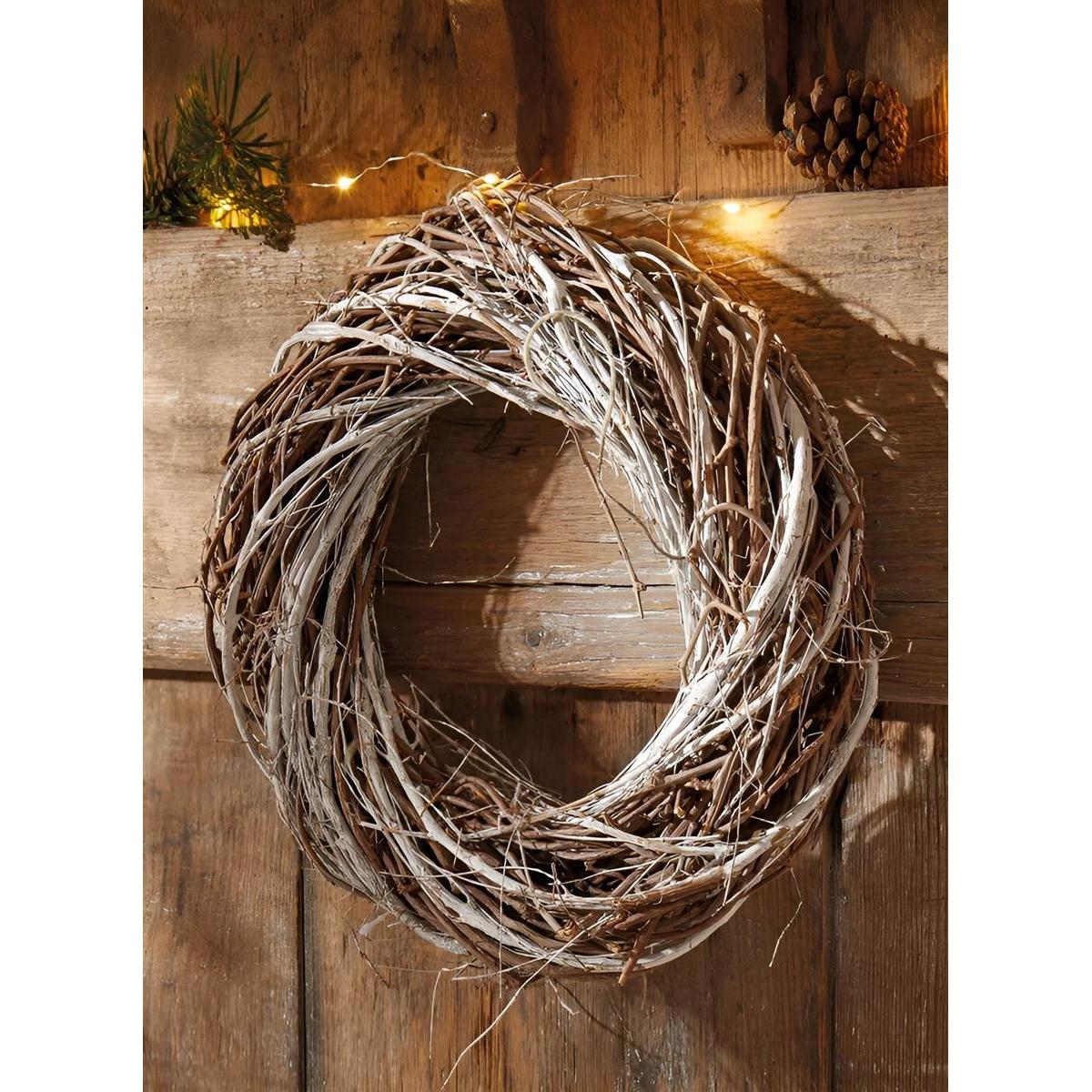 TEMU Rustic" Wreath, 30 Cm, Magnolia & Elm Branches, Wall Wreath, Door Wreath, Table Wreath For Indoor & Outdoor Decor, Outdoor Decoration Wreath