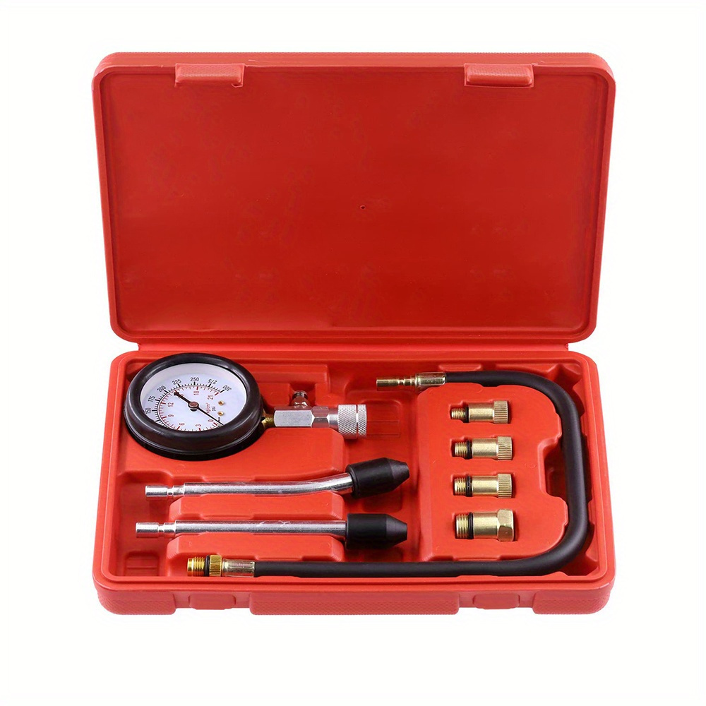 8pcs Engine Cylinder Pressure Gauge For Engine, 0-300psi Engine Compression Tester Automotive With Adapters For Cars Trucks Motorcycles Marines Atv Utv