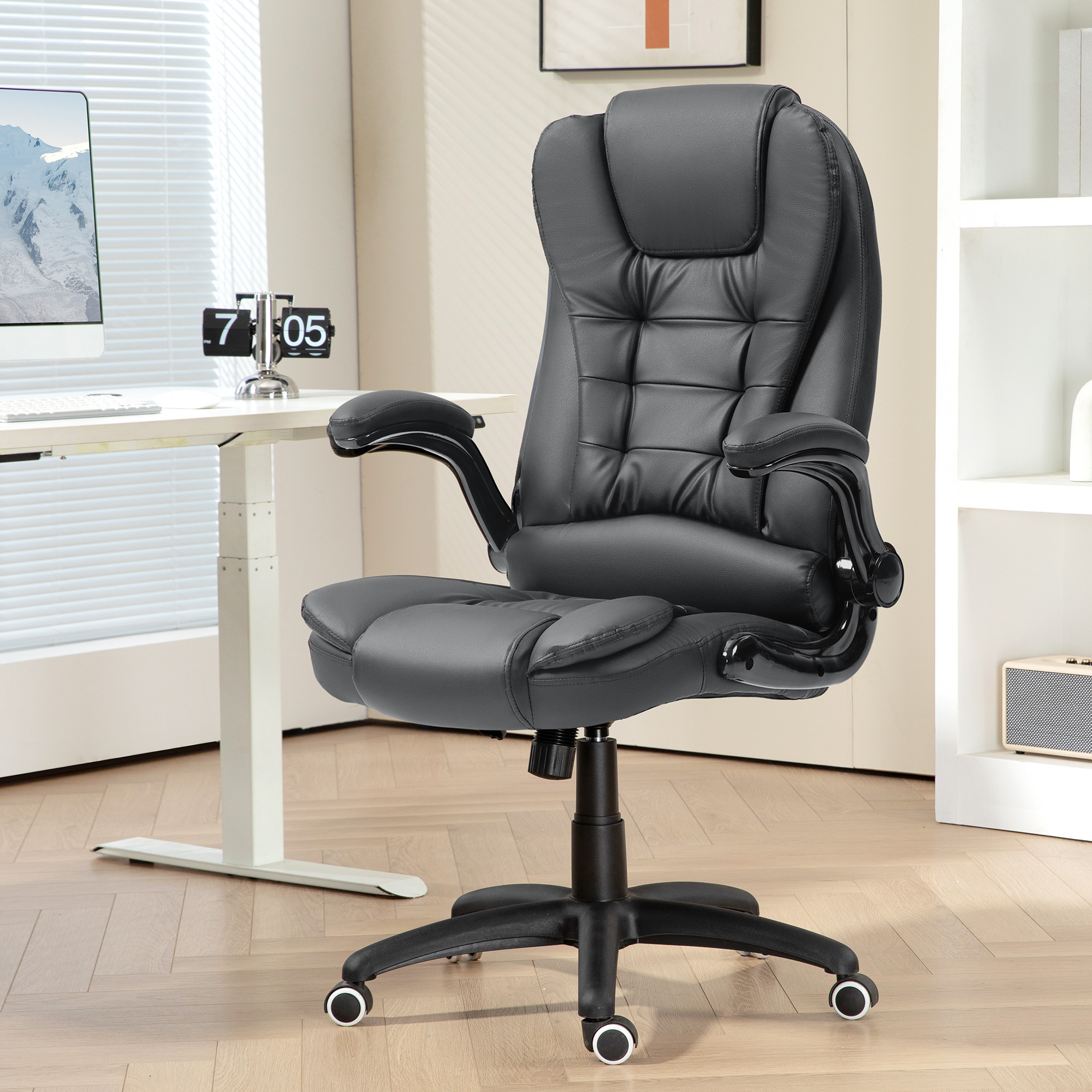Bürostuhl Ergonomisch – Mit Netzrücken, Lendenstütze, Armlehnen & Höhenverstellbar, Bis 150 Kg Belastbar