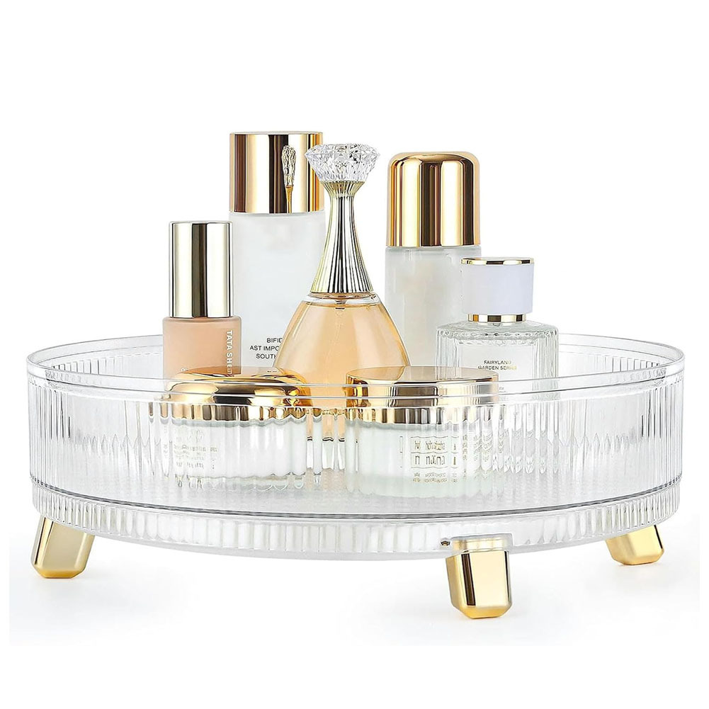 TEMU Lazy Susan Turntable Organizer 360 Degree Rotating Makeup Organizer Round Plastic Clear Storage Container Lazy Susan Tray Organizer For