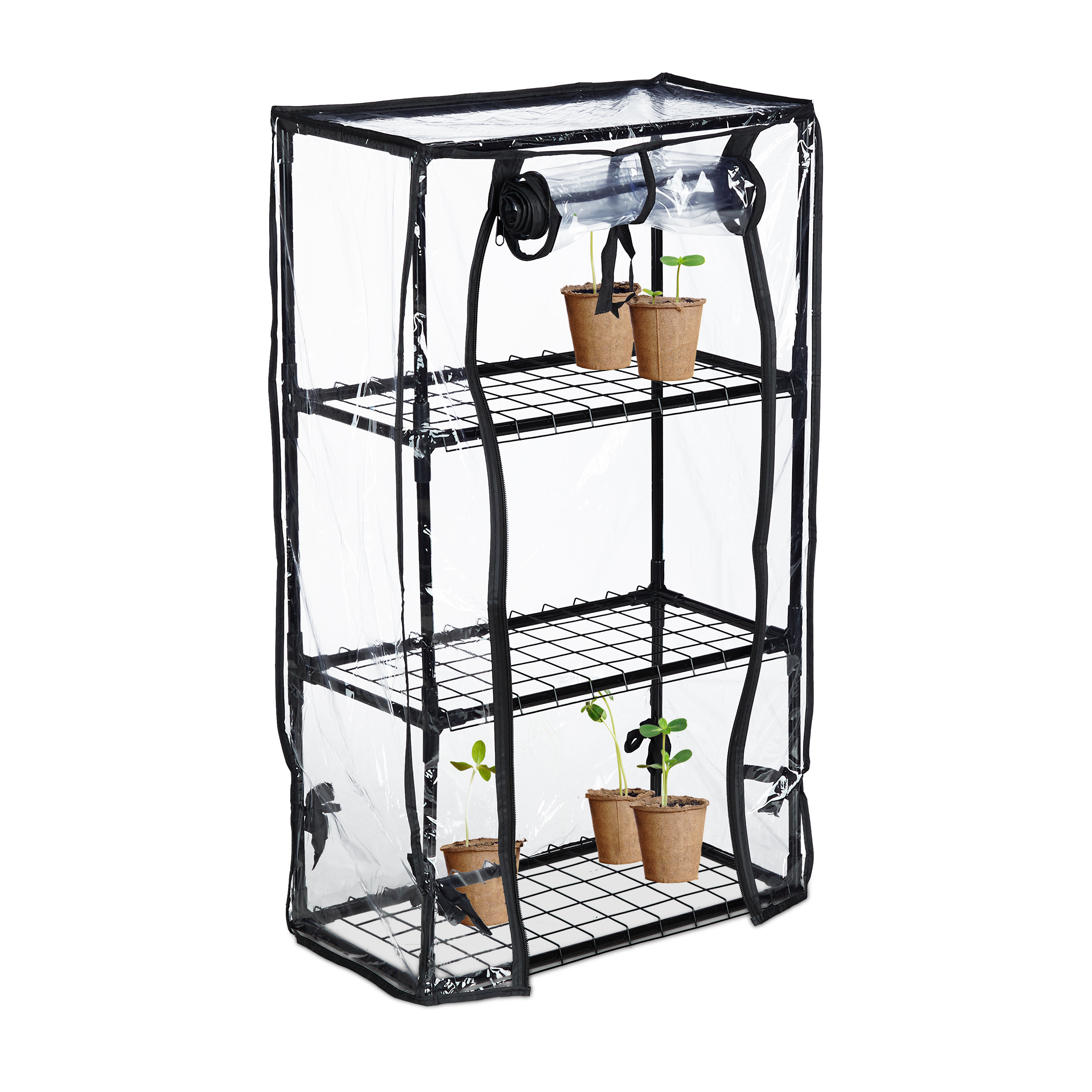 E-shop Balkongewächshaus in Schwarz/ Transparent - (B)48 x (H)80 x (T)24.5 cm