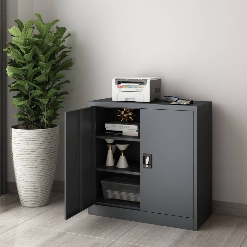 Image of Filing Cabinet 90 X 40 X 90 Cm Office Cabinet With 2 Doors Steel Cabinet With 2 Height-adjustable Shelves Metal Cabinet Lockable Steel In Different Colors
