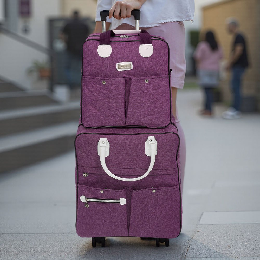 TEMU 2 Piece Lightweight Rolling Luggage Set With Spinner Wheels, Suitcase Set, Spinner Luggage Set, Carry - On Suitcase And Matching Travel Bag For