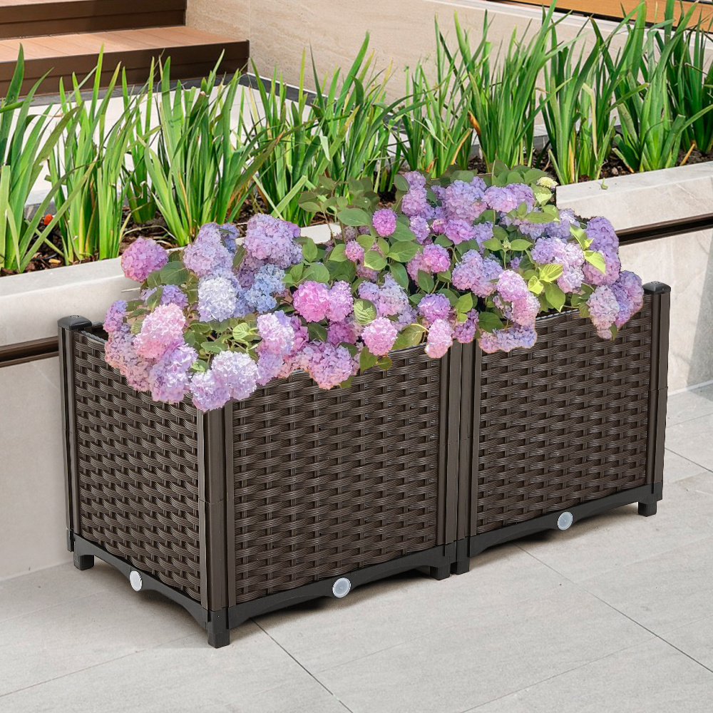 TEMU 1pc Outdoor Deep And Thickened Plant Growing Bed, Plastic Rectangular Flower Pot, Dimensions 80*40*37 Cm, Garden Raised Planting Bed, Suitable