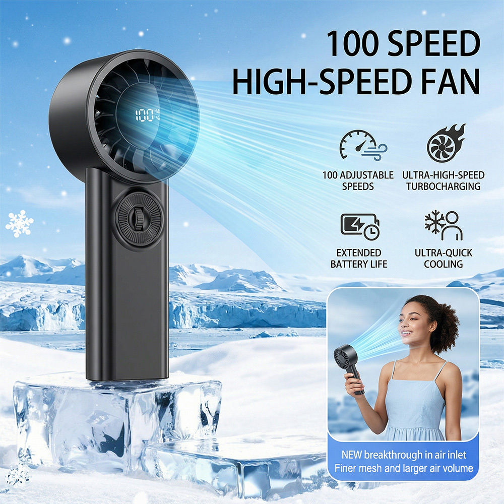Portable Handheld Fan, Cooling, 3600mah Battery Electric Fan Handheld, Up To 30hrs Cooling, Rechargeable Personal Fan, Small Pocket Fans For Travel/outdoor/home (black)