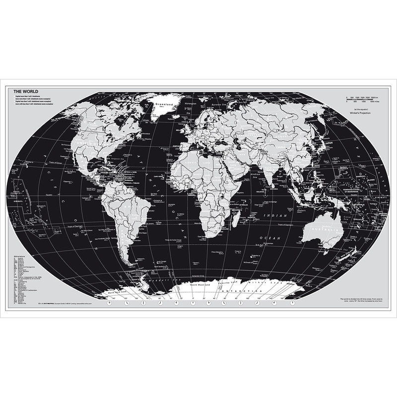 Image of Boot Wall Map Small Format World Map, Silver Edition, English Version, Without Metal Rods. The World - Hardcover - Ean 9783938842980