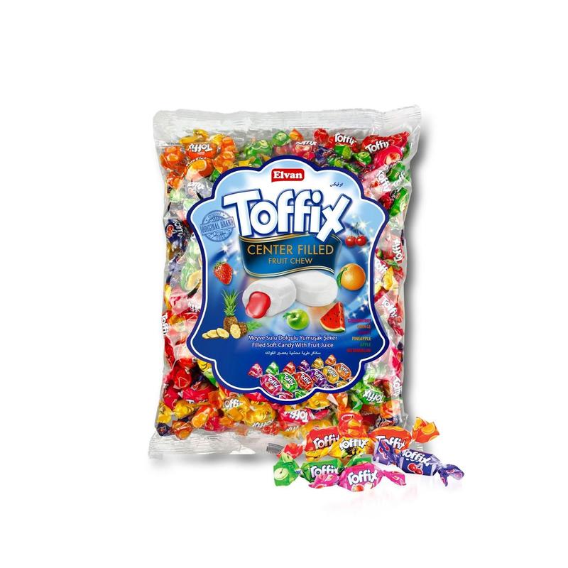 E-shop Elvan Toffix Toffees 800g – weiche Karamell-Toffees, gemischte Fruchtgeschmäcker, Vorratspack