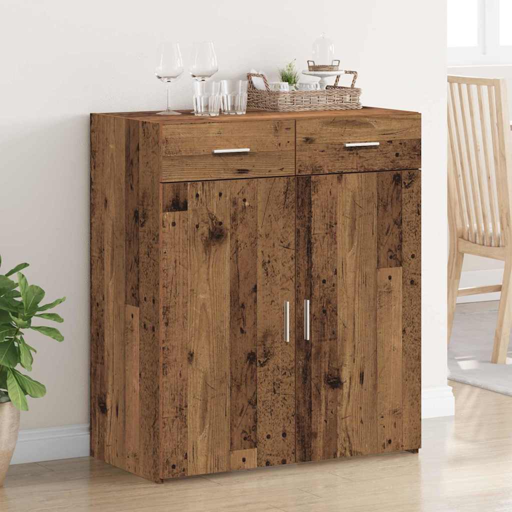 Image of Vidaxl Storage Cabinet 80 X 42.5 X 93 Cm, Modern, Rectangular Wooden Cabinet, Space For Office, Living Room, Bedroom, Stylish Piece Of Furniture