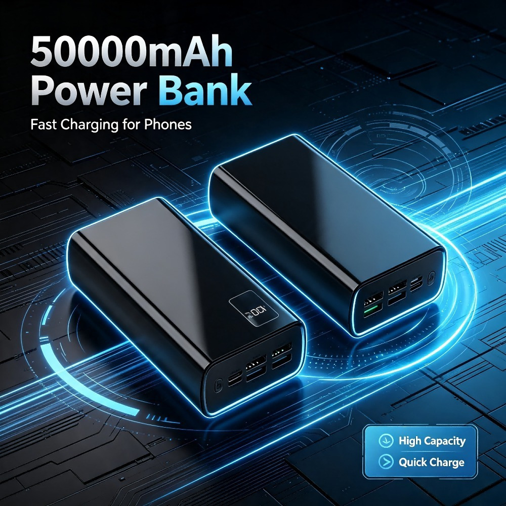 Image of Power Bank, Portable Charger, 50,000 Mah, Fast Charging, High-capacity Portable Phone Charger, Power Bank For Outdoor Gaming, Shopping, Travel
