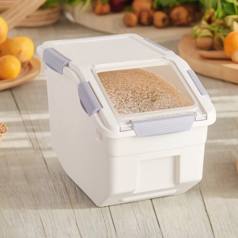 TEMU 10kg Dog Food Storage Container With Scoop, Large Airtight Pet Dog Food Bin, Dry Food Bin, Rice Storage Container, Grey/green