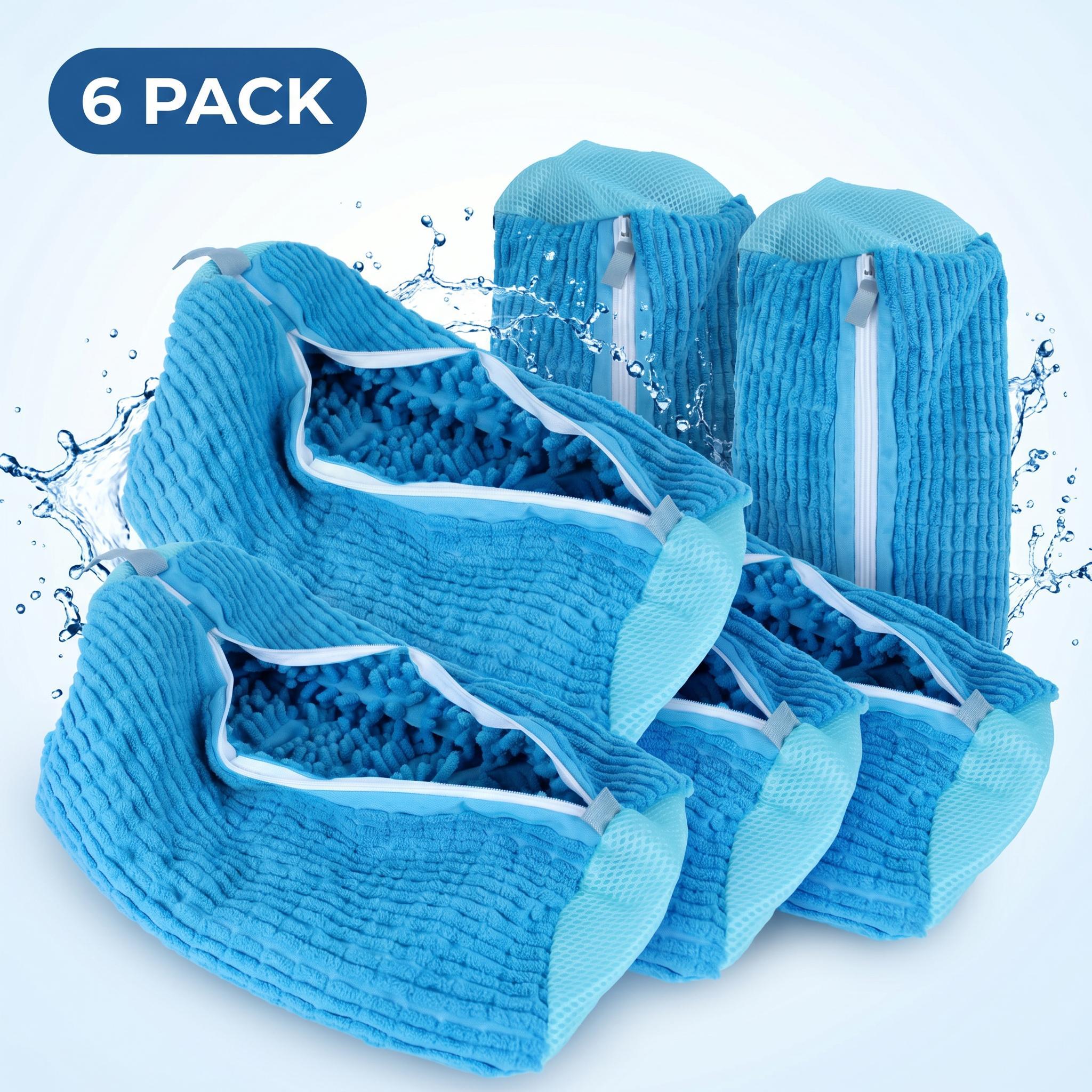 TEMU Lot de 2/4/6 sacs à laver pour chaussures robustes pour machine à laver, sacs de nettoyage pour chaussures en fibre de chenille réutilisables et