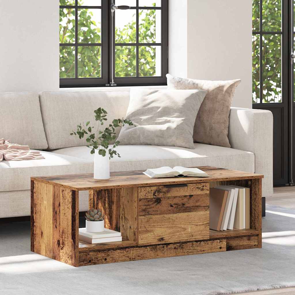 Image of Vidaxl Coffee Table Living Room Table Rustic Modern Coffee Table Table Made Of Veneered Wood Storage Table Rectangular Coffee Table Functional Table Indoor Table Home Furniture