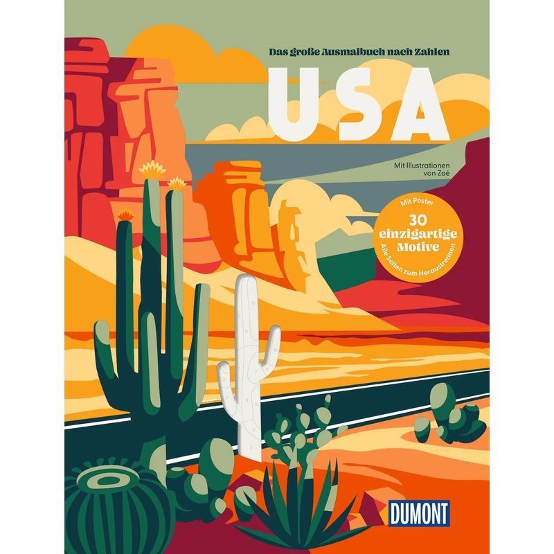 Usa The Big Coloring Book By Numbers - Zoé Viot - Book - Dumont Gift Book - 80 Pages - German - 2026 - Dumont Reise Vlg Gmbh + C - Ean 9783616035987