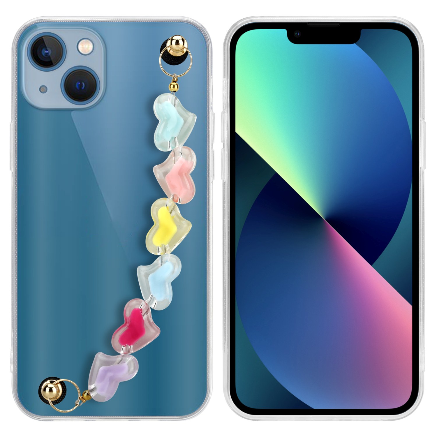 Case Compatible For Iphone 13 Protective Cover Flexible Tpu Silicone With Wrist Chain Case Cover Tpu