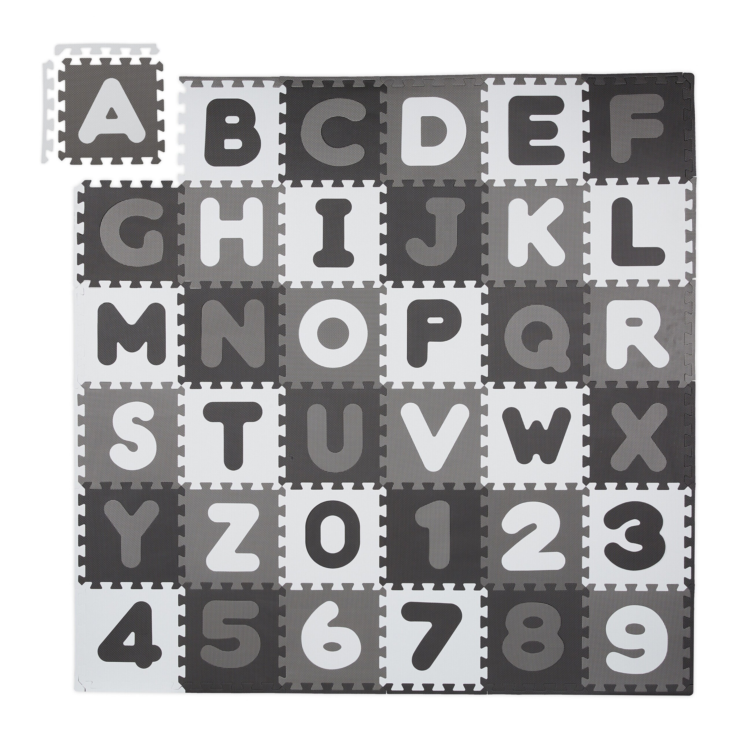 60 X ABC Puzzle Mat in White and Grey