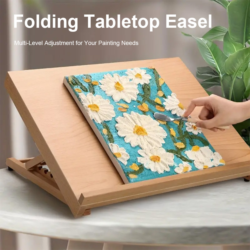 Foldable Adjustable With Easel Function, Solid Wood, 30-67° Tilt, For A3/a4 Paper & . Space- Design For , Student Dorm, Painting & Reading