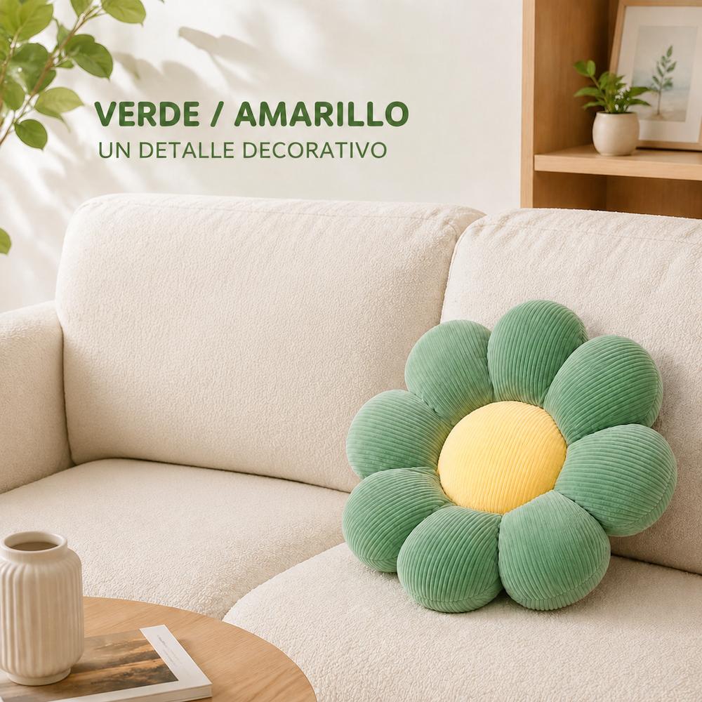 TEMU Cojín con Forma de Flor, Cojín para Asiento 43×43 cm, Tela Acanalada, Decoración para Silla, Suelo y Dormitorio