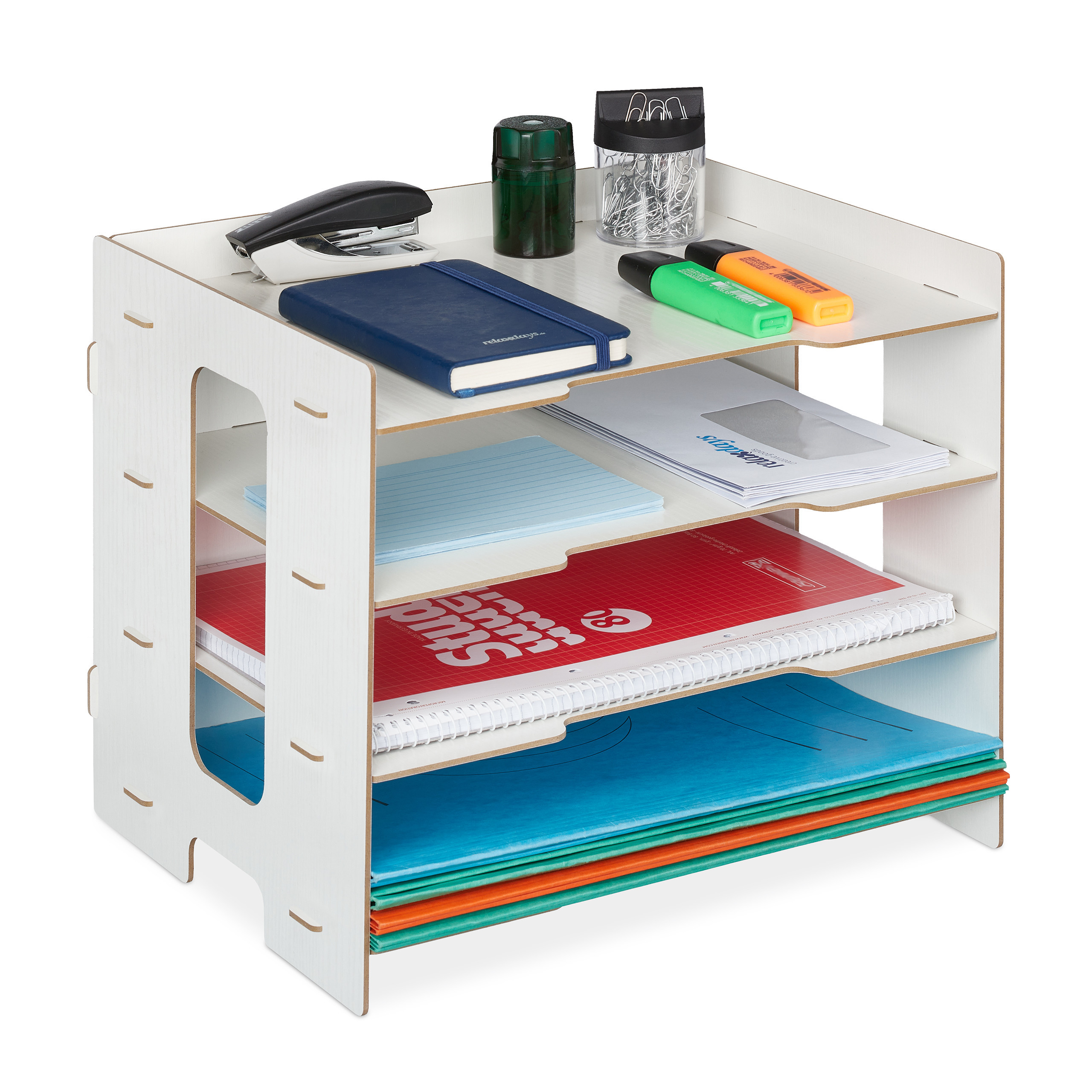 White Letter Tray - (w)32.5 X (h)27 X (d)25 Cm
