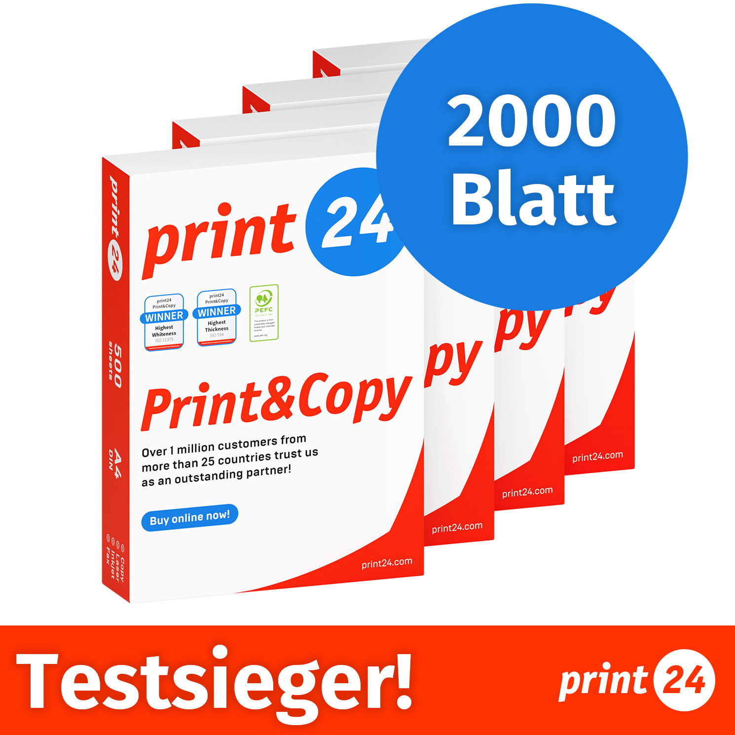 TEMU Druckerpapier 2000 Blatt 4 x 500 A4 80g Premium Weiß zertifiziert