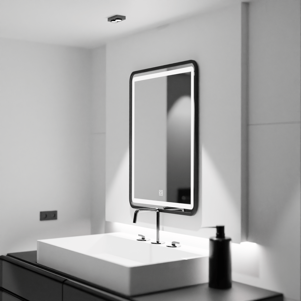 TEMU Espejo LED rectangular con garantía de 2 años, 60x80cm, Basic Touch, altura 80cm, 6000k, 60cm, material metal-vidrio, incluida, tipo de táctil,