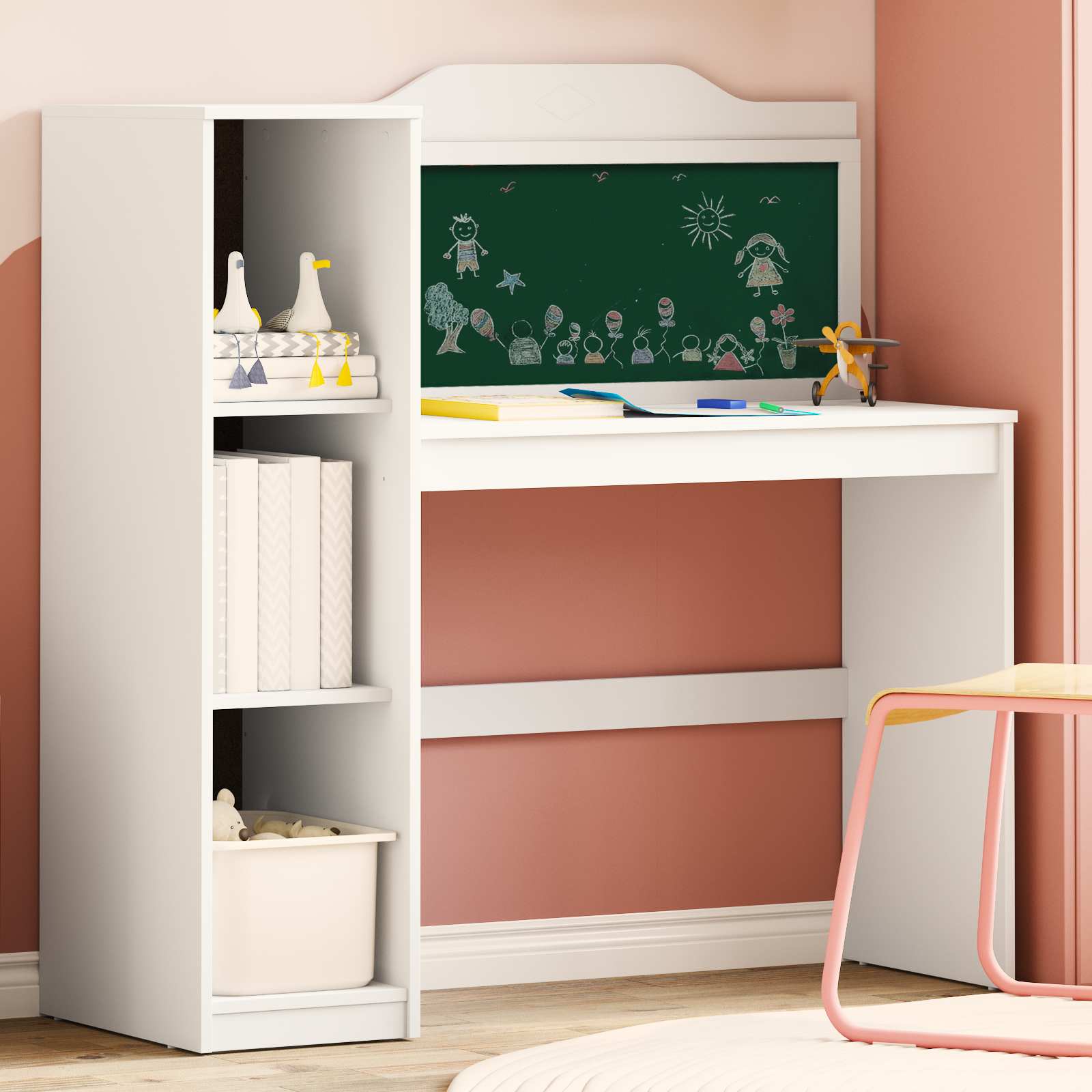 Image of Vidaxl Office Desk Modern Desk Table Desk For Home Office Studio Rectangular Desk White Table Functional Desk